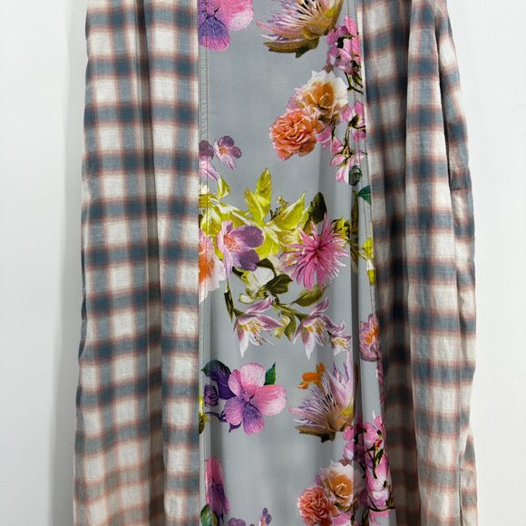 Anthropologie Plaid and Floral Maxi Dress - Black, White, Blue, Multicolor - Picture 9 of 12